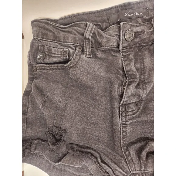 KanCan Shorts Womens Sz Medium Cut Off Black Denim Casual High Rise Distressed - Picture 2 of 8